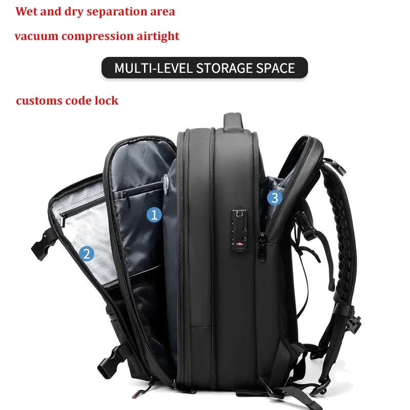 Travel Men 17 Inch Laptop Backpack Vacuum Compression Backpack Business Large Capacity School Backpack Expand Outdoor Backpack